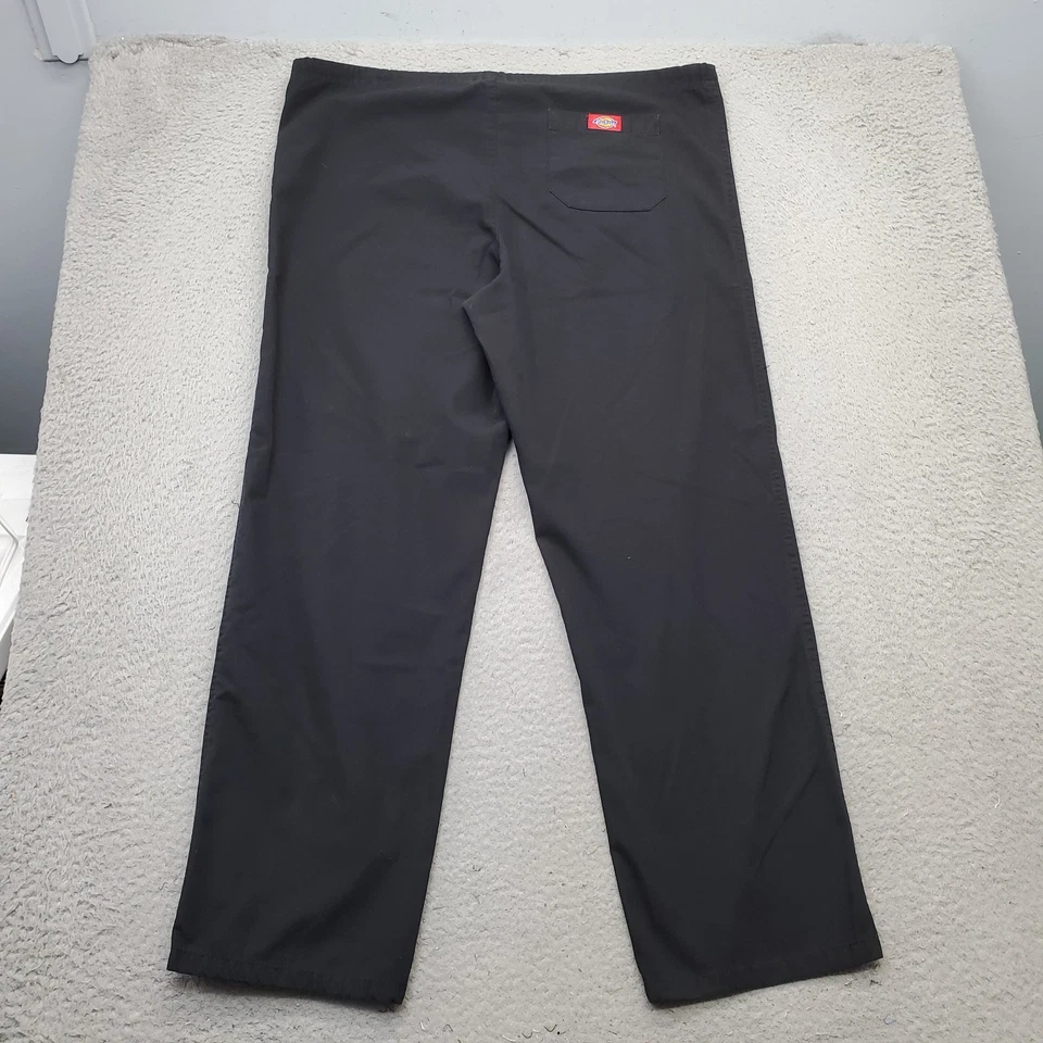 Pantalones Médicos Dickies para Mujer XL Negros Cómodos Cordón Cintura Pierna Recta Foto 2 de 4