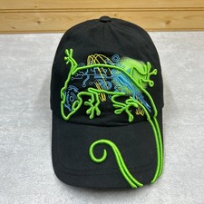 Kid Tees Boys Black Hat Green Lizard 3D Raised Embroidered Adjustable Cotton
