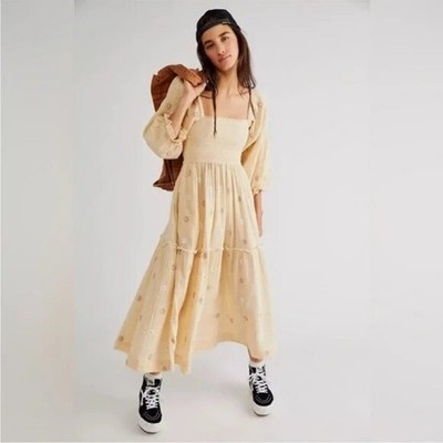 Free People Dahlia Maxi Dress Butter Yellow Boho Embroidered Cottage Womens XS | eBay Free People Dahlia Maxi Dress Butter Yellow Boho Embroidered Cottage Womens XS | eBay