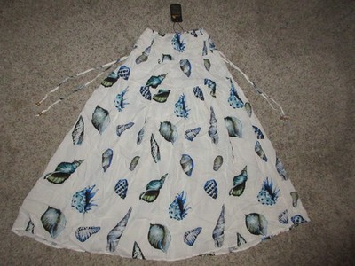 NWT Kahulale'a $118 MAXI SKIRT POLOLU  SZ XS SEASHELL PRINT HONOLULU HI RAYON