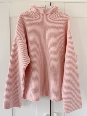 H&M Women Relaxed Fit Turtleneck Pink Jumper, S UK