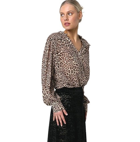 Dissh Leopard Faux Wrap Blouse Shirt Long Sleeves Size S 8 AU/UK (US 4) Office