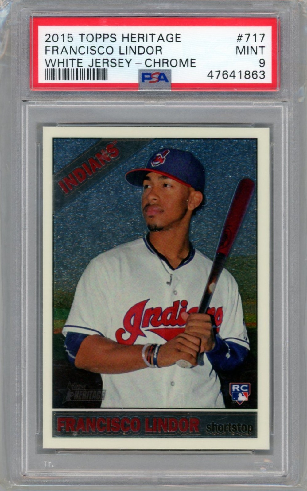 2015 Topps Heritage Francisco Lindor Chrome /999 Rookie RC Cleveland Mets PSA 9