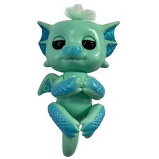 Working WowWee Fingerlings Baby Dragon Interactive Toy Mint Green Blue Glitter