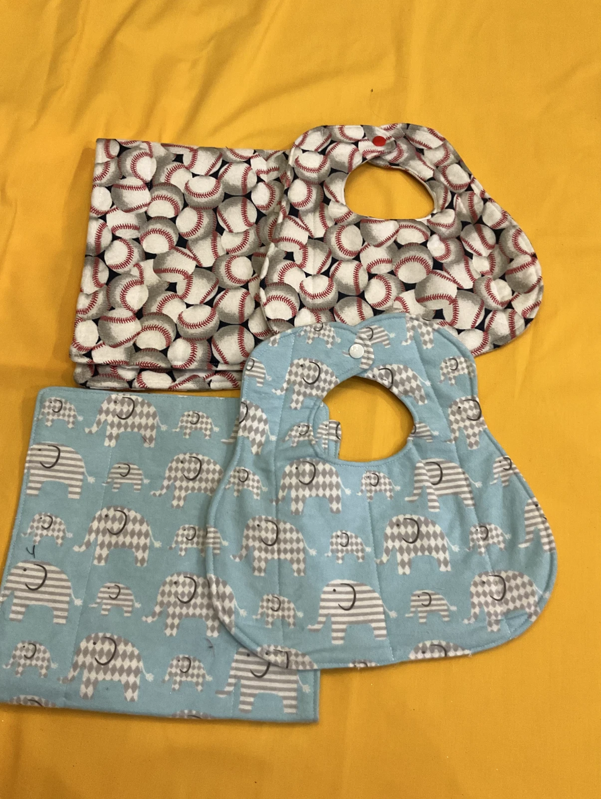 Baby bibs boy Set of 2 Age both to 3 months Handmade Snaps Easy Wash and wear