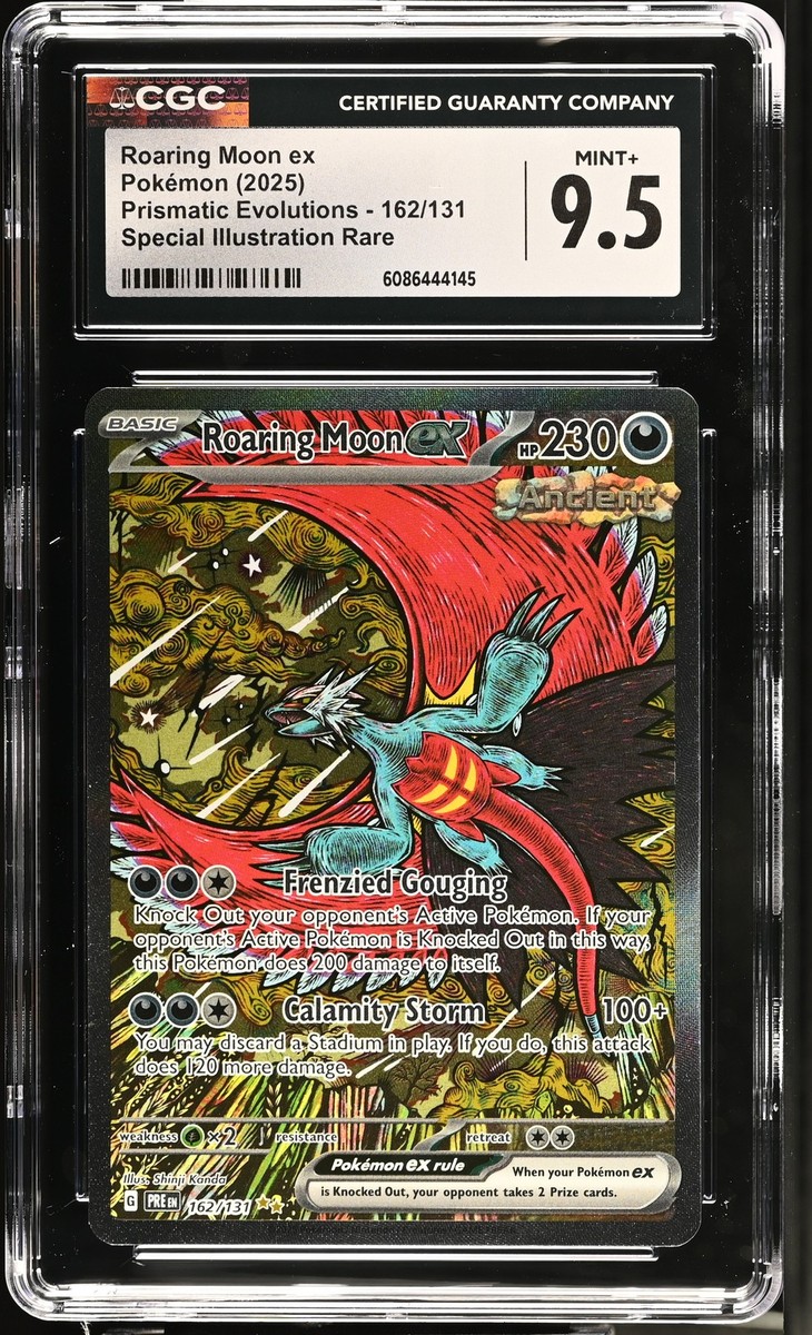 Pokémon GRADED Roaring Moon ex 162 Prismatic Evolutions SIR 9.5