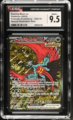Pokémon GRADED Roaring Moon ex 162 Prismatic Evolutions SIR 9.5