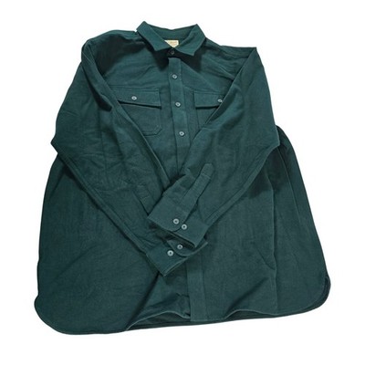 LLBean Mens Flannel Shirt Green Long Sleeve Button Up Traditional Fit XL Reg