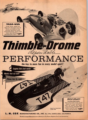 #ad Cox Thimble Drome Prop Rod Car Print Ad Wall Decor Ephemera Water Wizard $18.99