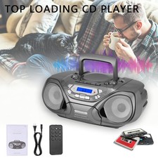 Portable CD Player Cassette Recorder Boombox, Bluetooth, AM/FM Radio, USB/AUX