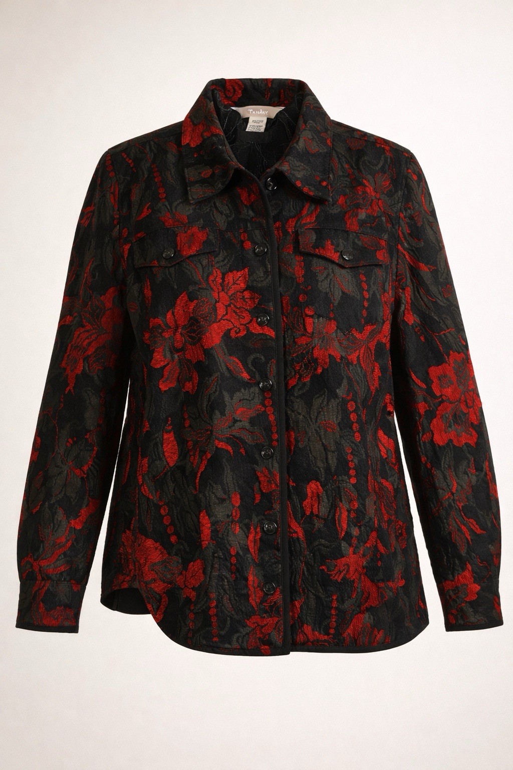 Tanjay Women&rsquo;s Reversible Jacket Black Red Floral Jacquard