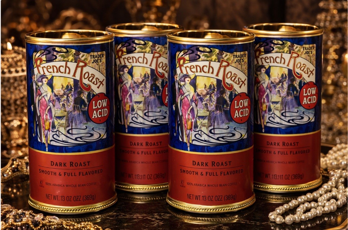 4 Packs Trader Joe's Low Acid French Roast Whole Bean Coffee 13 OZ Each Pack