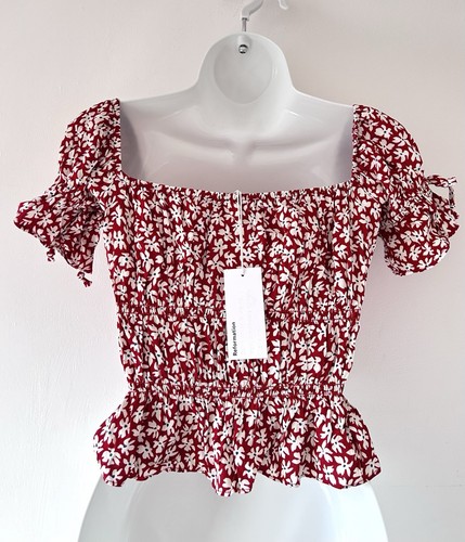 NWT Reformation The Solis Grenadine Red Floral Top Size Small - Picture 3 of 10