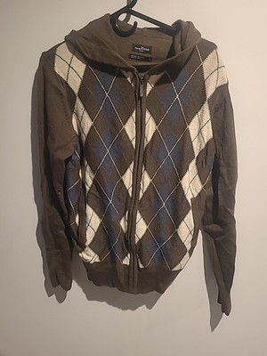 Vintage Marc Ecko Cut & Sew Mens Medium Brown Zipper Hoodie