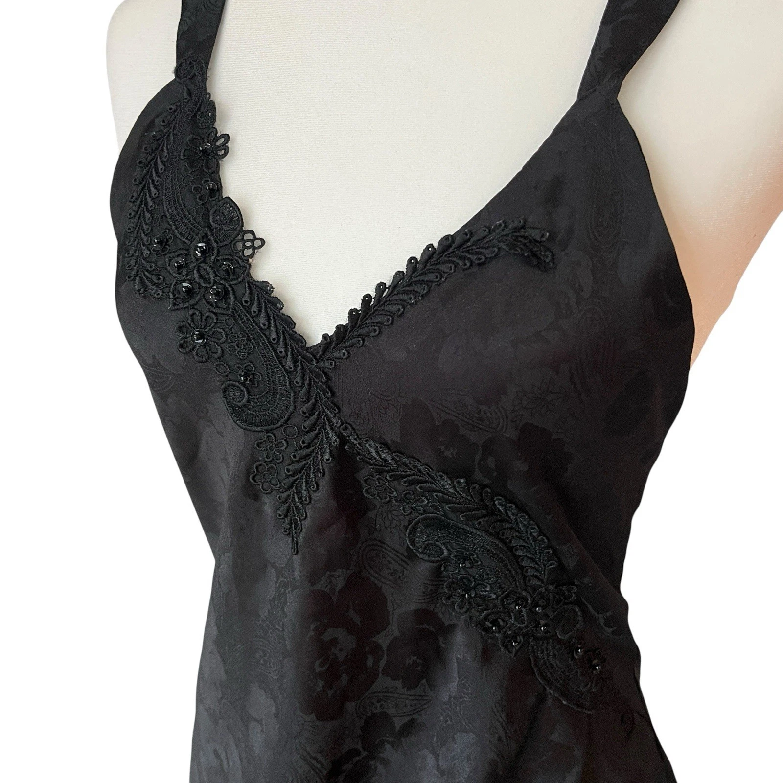 UNDERCOVER Abito slip vintage Victorias Secret oro label nero raso floreale donna piccolo