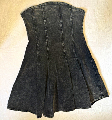 HYFVE Black Denim Strapless Seamed Corset Tank Top Solid Size M Regular