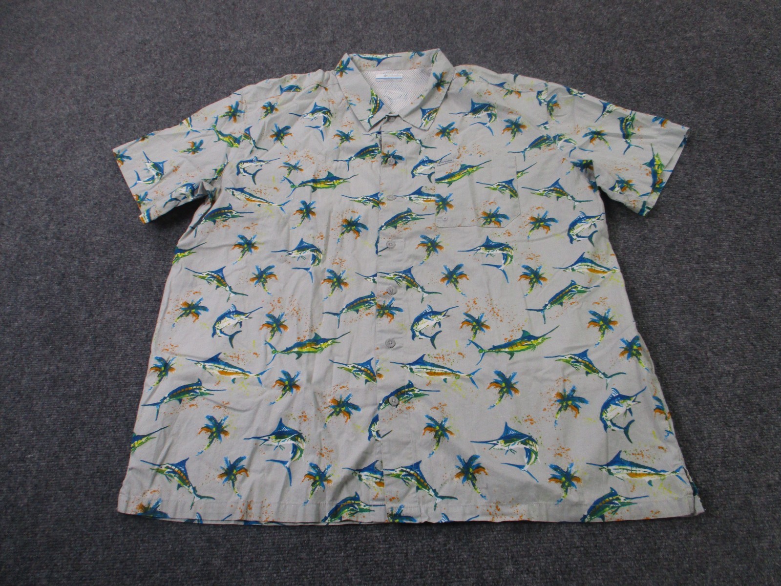 Columbia PFG Shirt Mens 2XL Palm Tree Print Performance Vented Fishing Beach