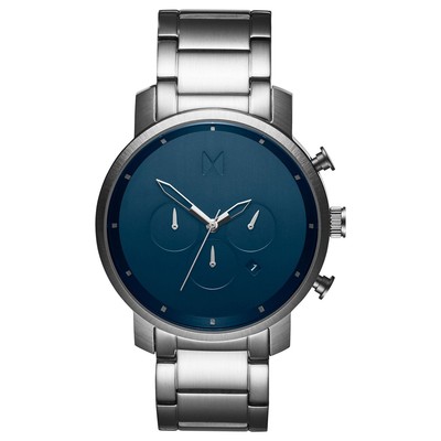 MVMT Chrono Midnight Silver Herrenuhr Chronograph mit Edelstahlband D-MC01-SBLU