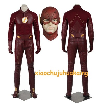 New The Flash Season 2 Barry Allen Cosplay Costume Men Suit Halloween Outfit 