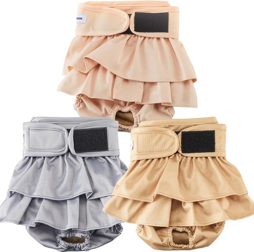 Reusable Dog Diapers Female Washable, Premium Doggie Diapers for Pack of 3 S