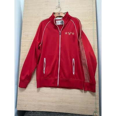 American Eagle Outfitters Sportswear Track Jacket Red Gold Stripes Stars Zip Up