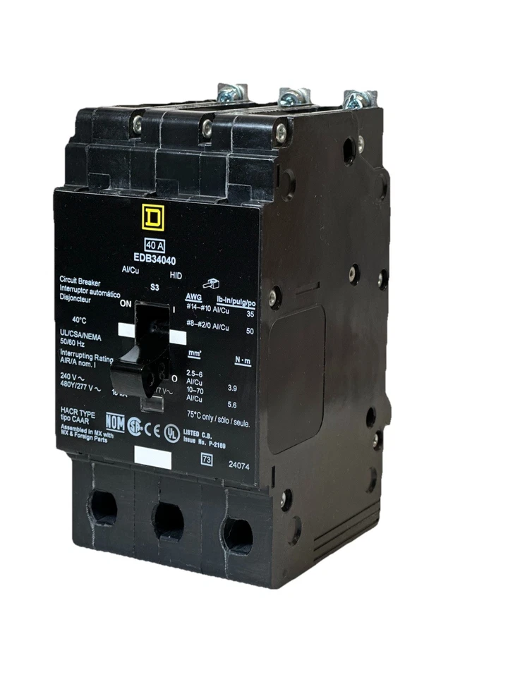 EDB34040 - Square D Bolt-on 480Y/277 VACV 40A 3 pole circuit breaker 18kA@480V - Image 3 of 4