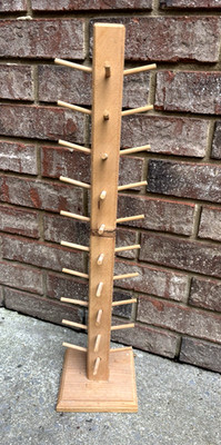 Vintage Wooden Thread Spool Holder Stand 40 Peg Sewing Organizer Rack
