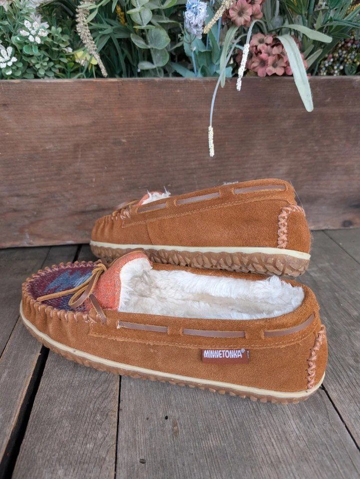 Zapatillas mocasín para mujer Minnetonka Tilia 40153 marrón multicolor 8M Foto 3 de 4