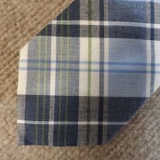 Brooks Brothers Tie Blue Plaid 100% Cotton Made in USA
