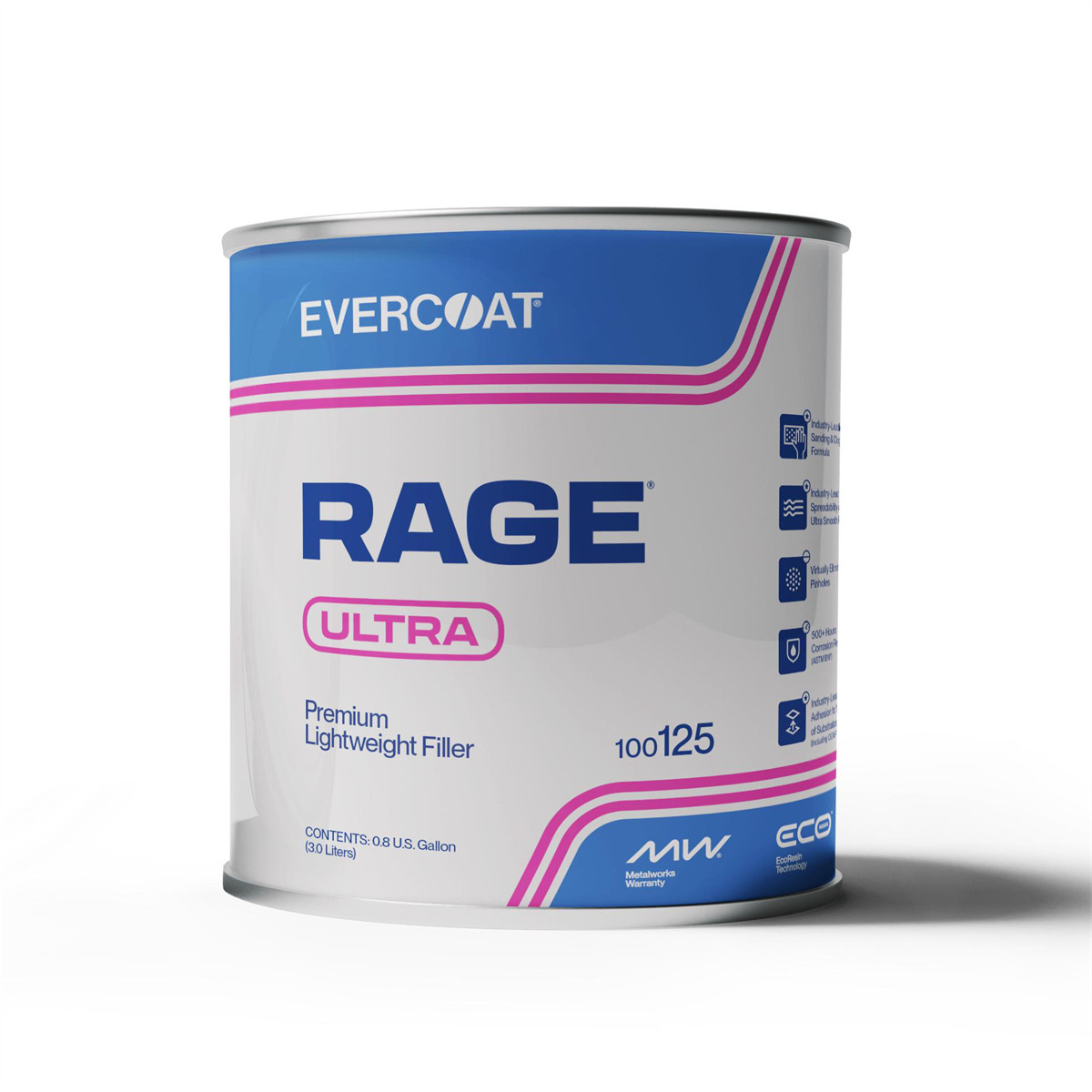 Evercoat 100125 Rage Ultra 0.8 Gallon Body Filler, EcoResin, Metalworks