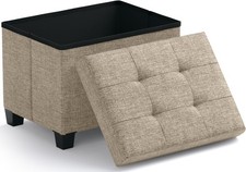 Rectangle Ottoman Foot Rest up to 600 LB, for Living Dorm - 12 x 16 x 12, Tan