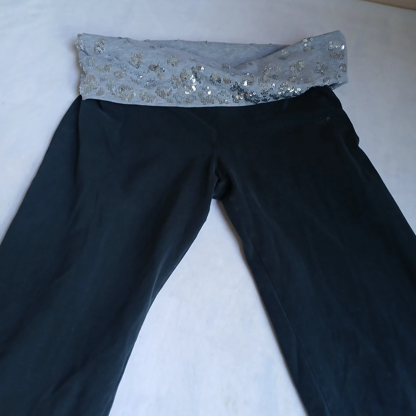 victoria-secret-vs yoga fold over bling rhinestone bootcut y2k pants
