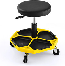 Rolling Mechanic Stool Pneumatic Adjustable Height 360 Swivel Tool Tray 150kg