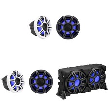 Kicker Marine 2 51MSC65 Premium 6.5"  51MWLE104 10" Loaded Enclosure, LED ...