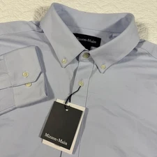 Mizzen + Main Ellis Oxford Light Blue Long Sleeve Button Down Shirt Men L Logo