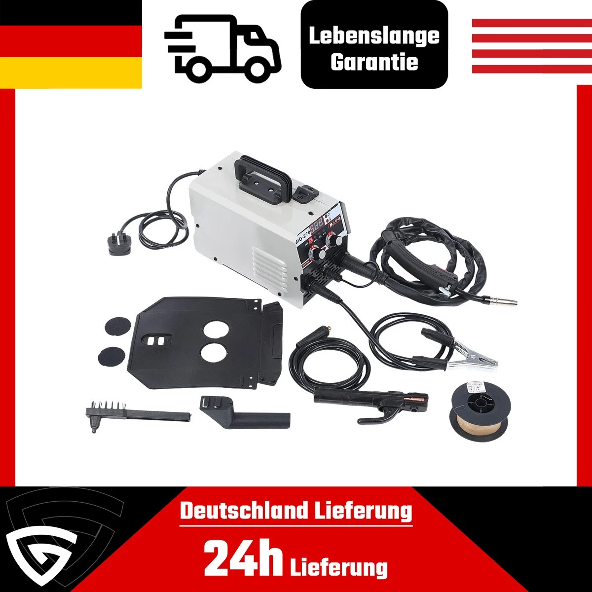 GEARZAAR MIG-270 Schweißgerät – 30-270A, MIG/MMA/WIG, Aluminium Geeignet, Digital