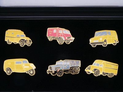 Post Museums Shop PMS Pin Set 1997 Postfahrzeuge wie NEU! OVP BL 1706-01-67