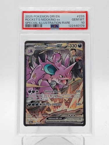 ROCKET'S NIDOKING EX 2025 POKEMON DESTINED RIVALS SIR #233 PSA 10 Q0895