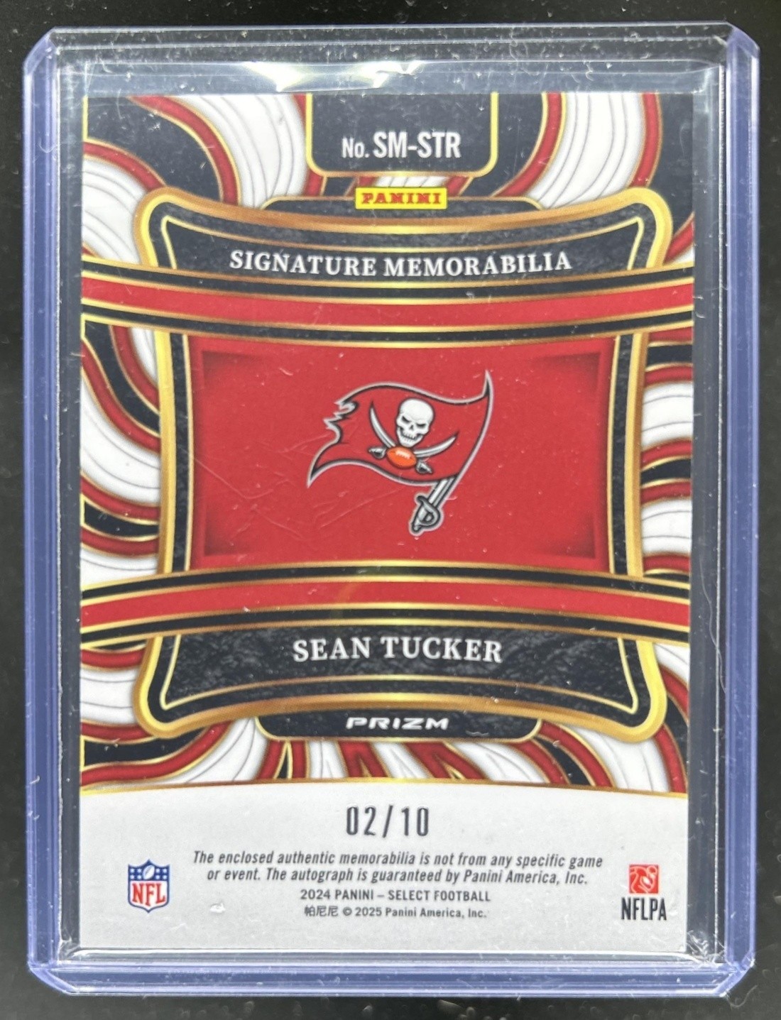 2024 Panini Select Sean Tucker Signature Memorabilia Patch Gold Prizm Auto #/10 view 2