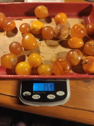 NATURAL OLD ANTIQUE BALTIC AMBER stone lot 35.4 gr