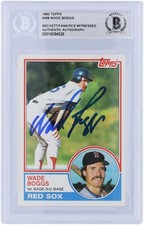 Wade Boggs Boston Red Sox Signed 1983 Topps #498 Beckett Fanatics Rookie Card