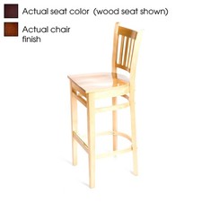 Oak Street Mfg Verticalback Walnut Wood Barstool w/Wine Vinyl Seat