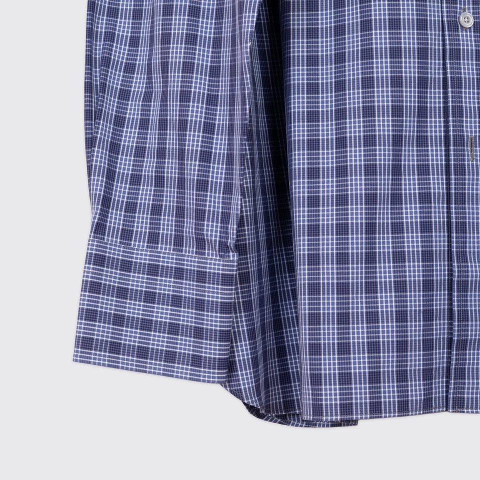 Camisa social TOM FORD 45cm azul marinho xadrez algodão feita na Itália - Imagem 3 de 4