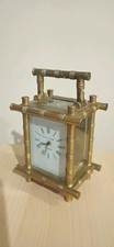 Unusual Miniature Brass Bamboo style 8 day Carriage Clock. Good Working London.