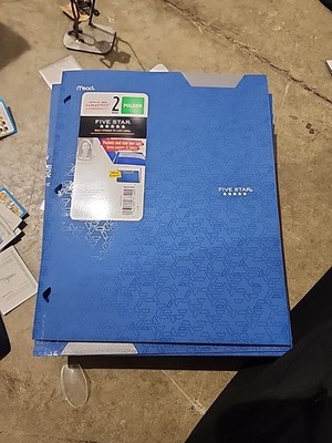 21 Mead Five Star Plastic Stay-Put Tab 2 Pocket Folders Blue  School