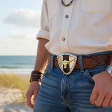 Men Silver Metal Western Belt Buckle Texas Lone Horn Cow Gold Bull Rodeo Style