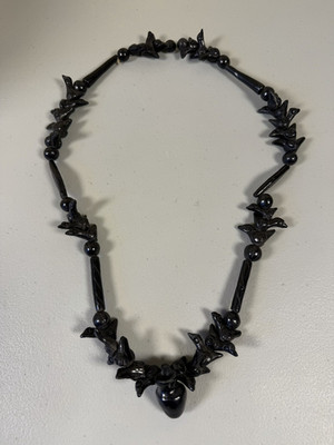 Vintage Oaxaca Black Bead Snake Vertebrae Fetish Necklace