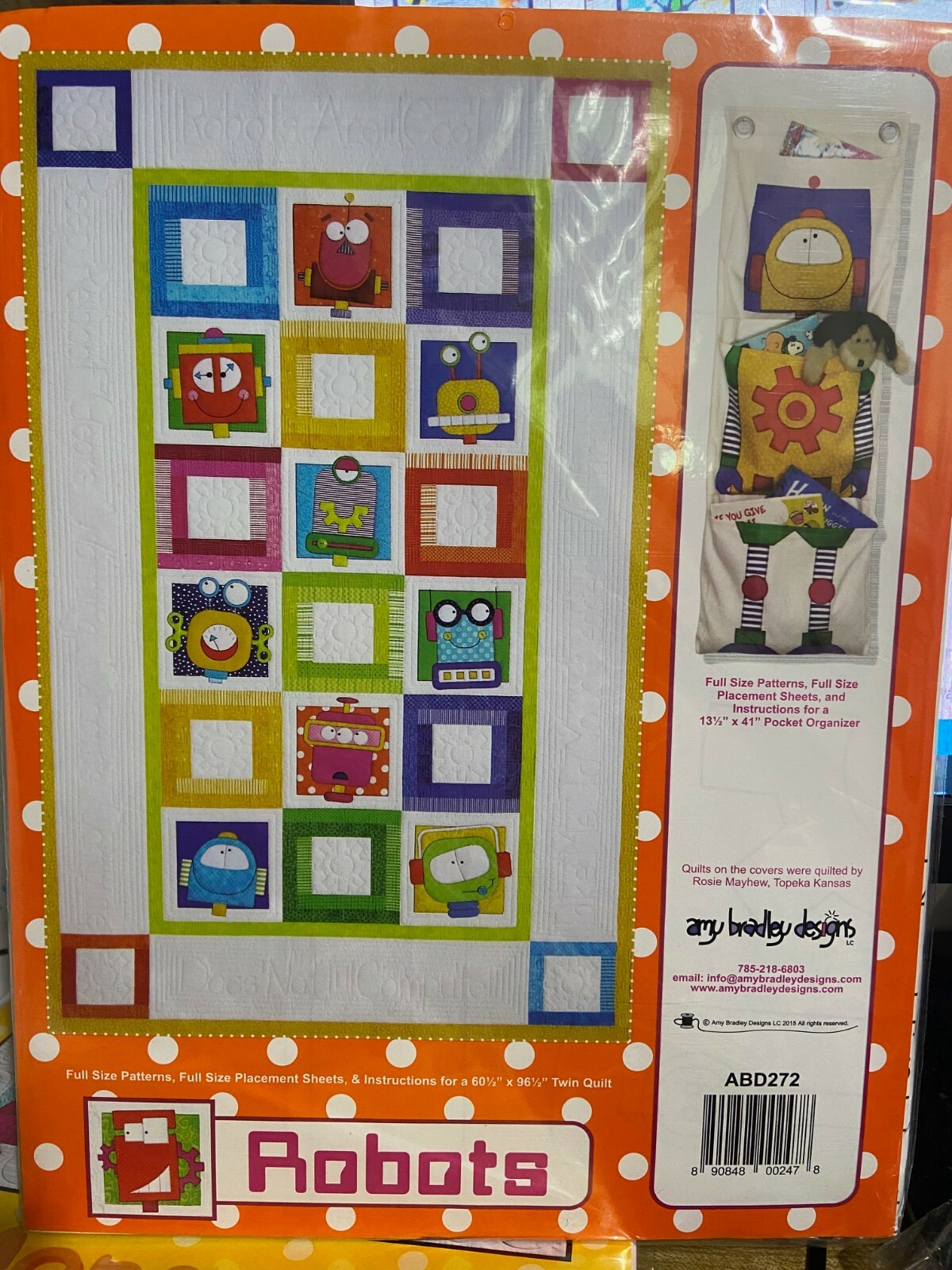 Amy Bradley Designs ROBOTS Fusible Applique Quilt Pattern& pocket organizer  | eBay