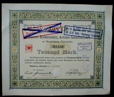 2 x Brauerei Bodenstein AG Magdeburg Neustadt 1884 + 1922 unentwertet + Kupons