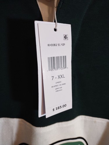 Lacoste Rugby Polo Shirt Mens XXL Green White Long Sleeve Loose Fit 100% Cotton - Picture 4 of 13
